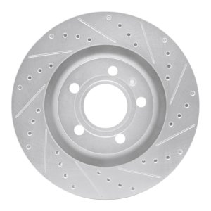 Audi S4 Brake Rotor (1) - Rear Right - R1 Concepts - Drilled & Slotted - Silver - `04-`09